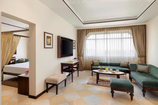 Junior Suite with Taj Mahal View at Tajview, Agra Junior suite with a stunning view of the Taj Mahal at Tajview, Agra - IHCL SeleQtions, a top hotel near Taj Mahal.
