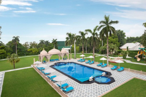 Swimming Pool at Tajview, Agra - IHCL SeleQtions Outdoor swimming pool at Tajview, Agra - IHCL SeleQtions, a 5-star hotel in Agra.