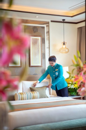 Housekeeping at Tajview, Agra - IHCL SeleQtions Well-maintained hallway highlighting housekeeping standards at Tajview, Agra - IHCL SeleQtions, a 5-star hotel in Taj Ganj.