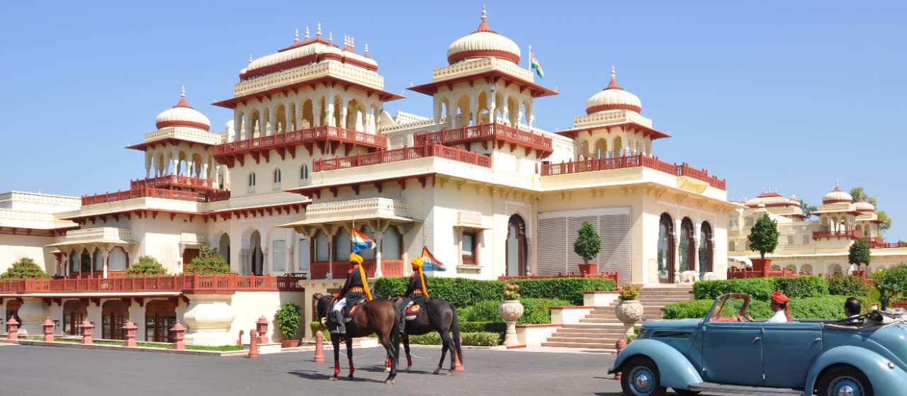 Magnificent view of Rambagh Palace, Jaipur