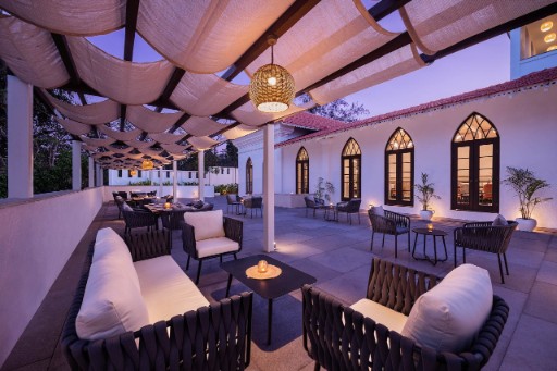 Al Fresco Dining at The Yellow House Goa Al fresco dining area at The Yellow House, Goa, showcasing an inviting atmosphere for outdoor dining.